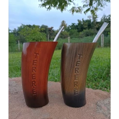 Copo De Terere Guampa Plástico Com Bomba Inox Mate Gelado Cuia Polipropileno