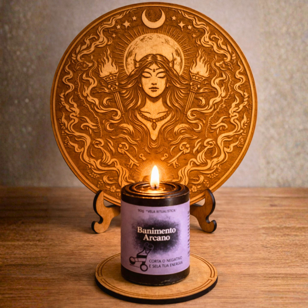 Kit Hécate Mandala 18cm + Vela Aromática Banimento Arcano + Selo MDF Ritual Proteção Energia Bruxaria Wicca em Oferta na Shopee