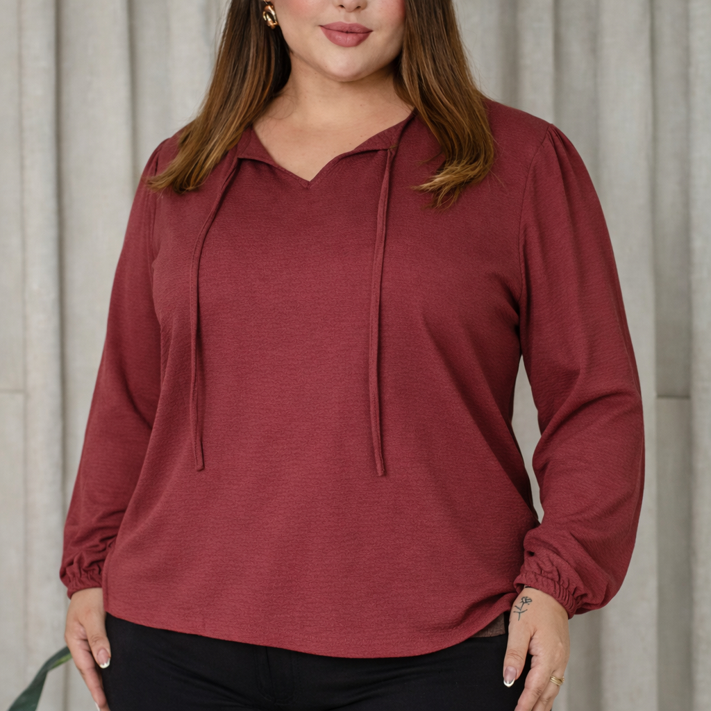 Blusa Plus Size feminina Moda Evangelica social Elegante Premium MANGA LONGA Casual Trabalho Passeio