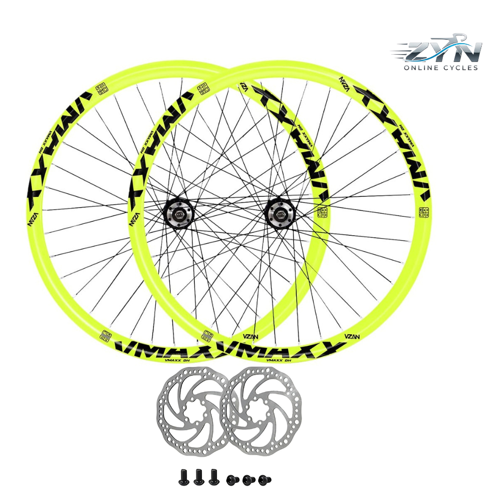Par de Roda Vmaxx DH Vzan Bicicleta Aro 26 Freio a Disco Cubo Roda Livre Com Disco e Parafusos Montada e Alinhada