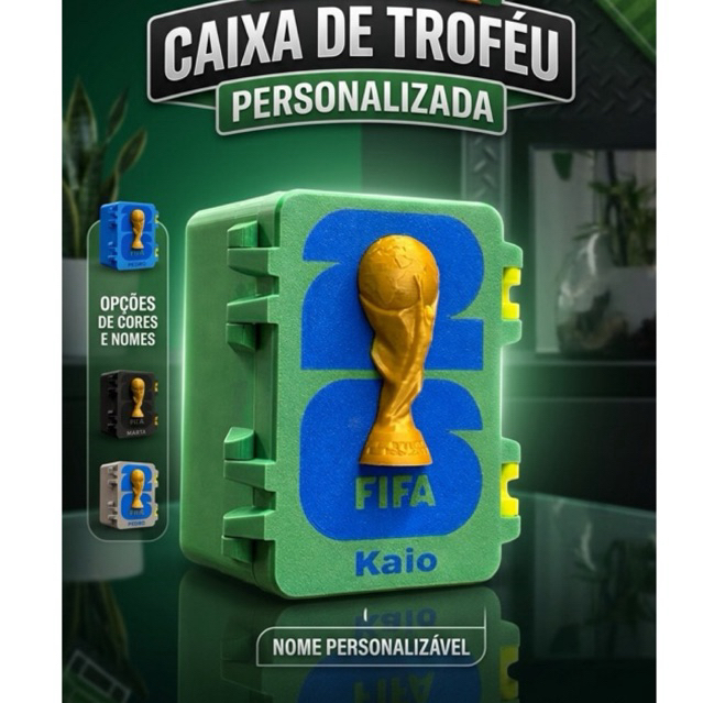 Caixa Porta Figurinhas álbum Copa do Mundo 2026 Personalizada Com Nome