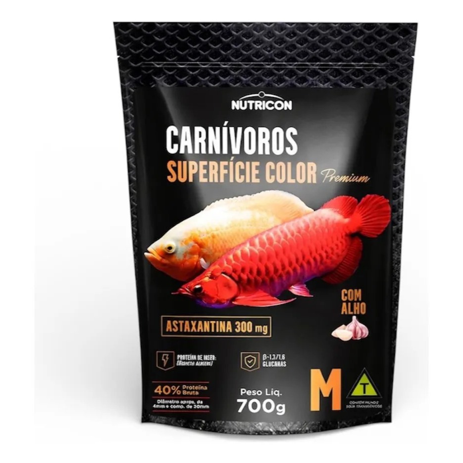 Ração Nutricon Carnivoros Superfície Color M 700gr Com Alho