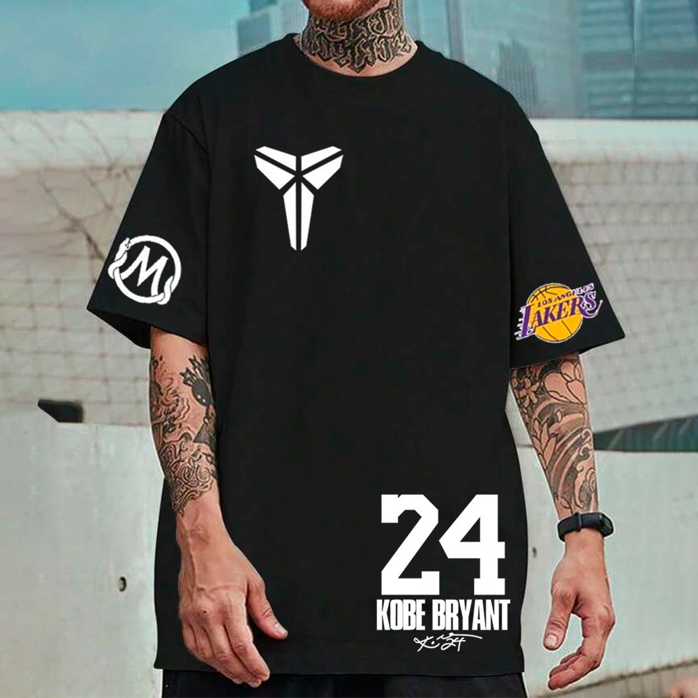 Camiseta Basica e OVERSIZED Mamba Negra Kobe Bryant 24 Lenda Graphic Tee Unissex