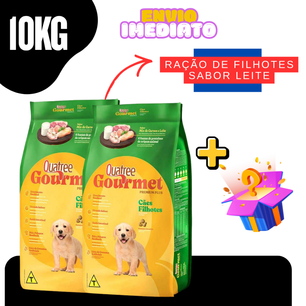 Ração de Filhotes Sabor Leite Premium Plus para Cães 10/20/30KG Alimento Completo - Envio Imediato