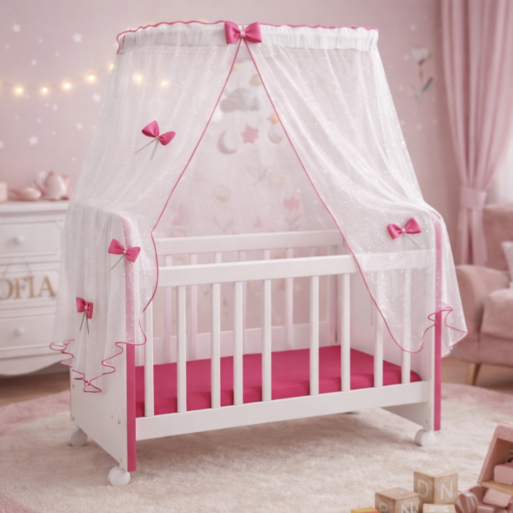 Berço de Brinquedo para Boneca Até 67cm com Rodízios Ideal Reborn