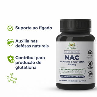NAC 600mg 60 Cápsulas por Pote - Acetil Cisteína Saúde Celular e Hepática em Oferta na Shopee