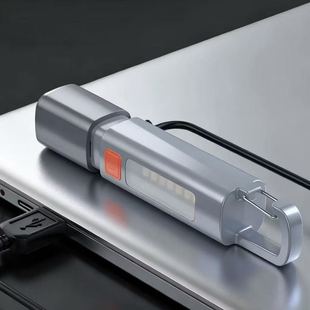 Lanterna LED Recarregável por USB com Zoom Ajustável e Luz Lateral – Lanterna Tática Portátil à Prova d’Água para Campin em Oferta na Shopee