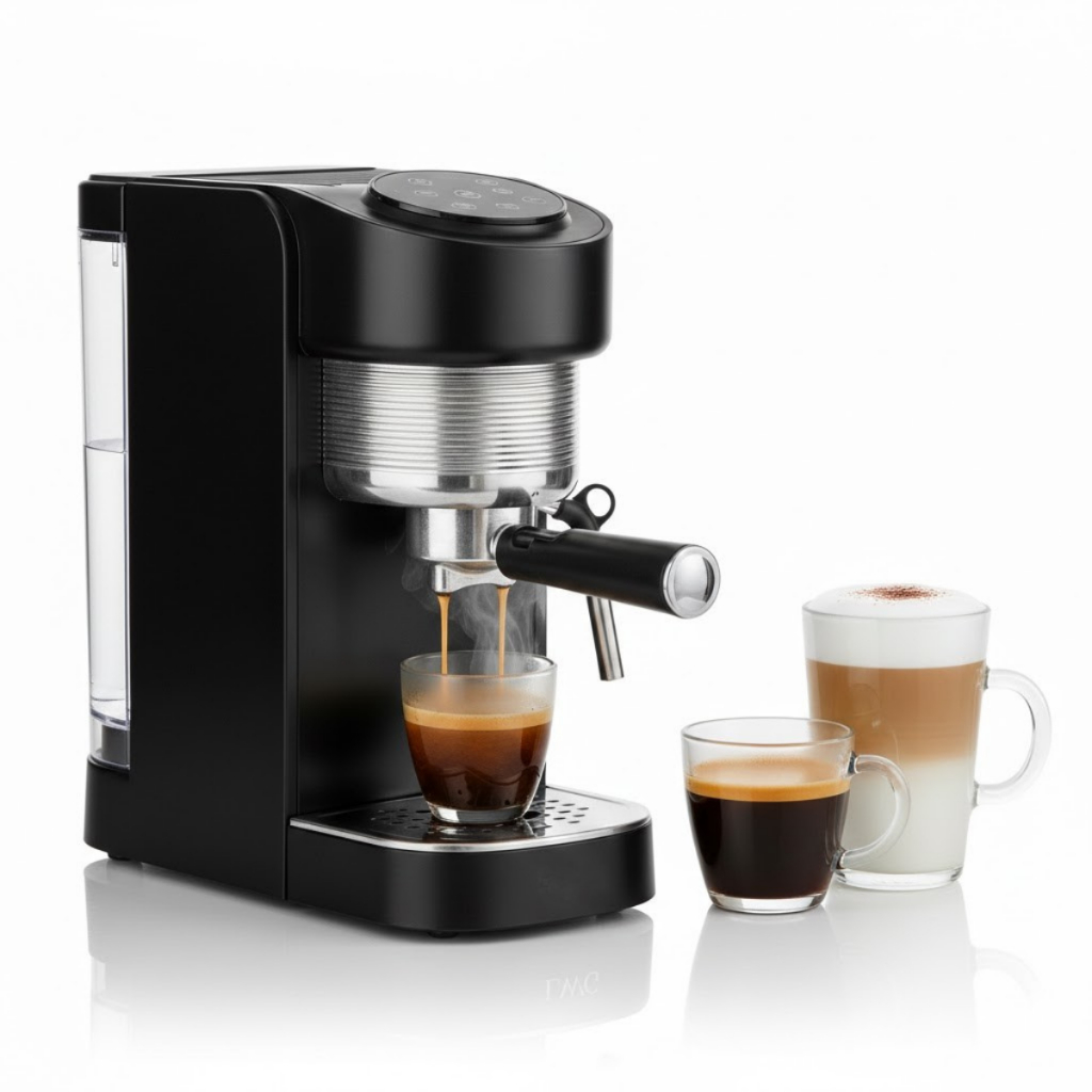 Imagem Cafeteira Multifuncional Automática 4 em 1 Elétrica Doméstica Compacta e Elegante