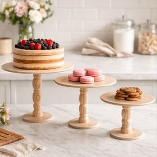 Trio Boleira BandejaTorneado Doces  MDF Decoração Festa Eventos em Oferta na Shopee