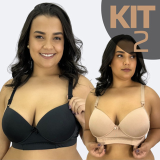 KIT 2 Sutiã Liso De Bojo Plus Size Com Aro Alça Reforçada Com Elástico Sustentação E Conforto Fecho Triplo Forro Algodão em Oferta na Shopee