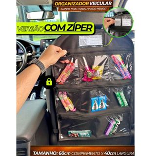 Organizador COM ZÍPER Para Motorista UBER/99/INDRIVER Porta Objetos de Banco Carro COM PAINEL VISOR Para Recado em Oferta na Shopee