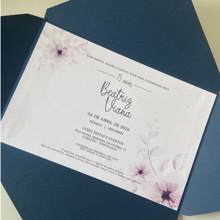 Convite Envelope Casamento | Debutante | Bodas de Ouro | Bodas de Prata | 15 anos | Convite Personalizado com Adesivo