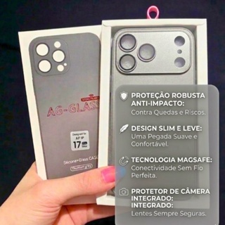 Capas capinha protetora premium magnética AG-Glass iPhone 17 Pro Max 16,15,14,13,12 e 11 em Oferta na Shopee