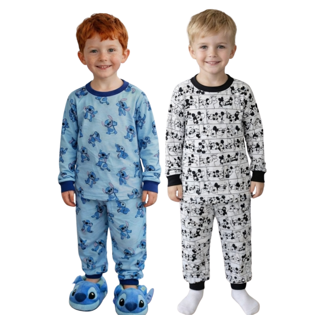 Kit 4 Peças Pijama Infantil Menina Manino Manga Comprida Tamanho 1 ao 12 Anos Blusa e Calça C/ Punho