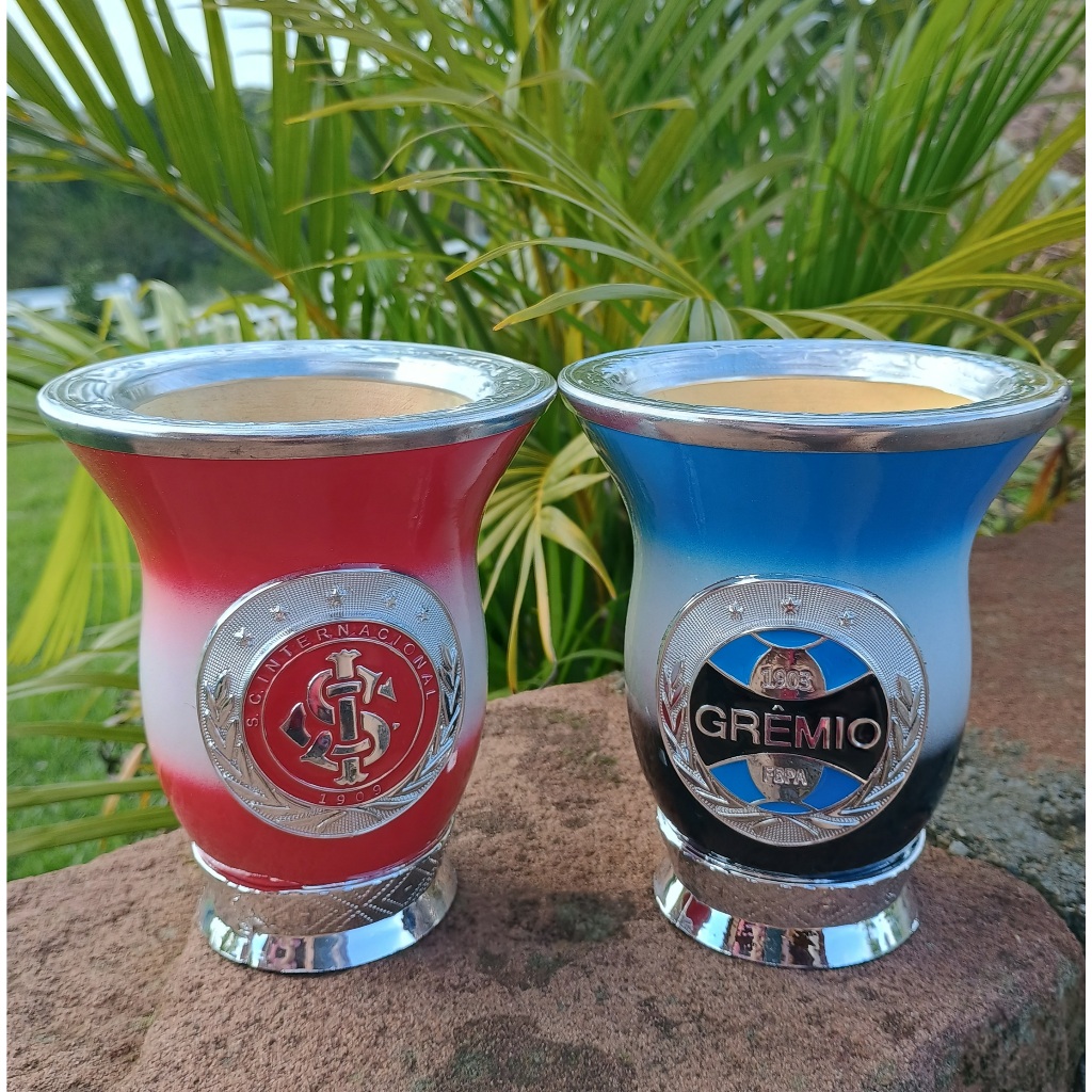 Cuia de Chimarrão Porongo Grenal Grêmio Inter Bocal Inox