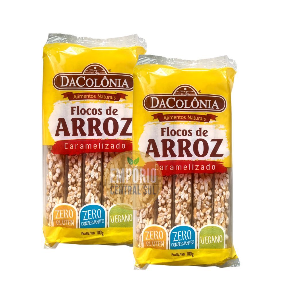 2 Flocos de Arroz Caramelizado 100g Cada - DaColônia 2 Flocos de Arroz Caramelizado 100g Cada - DaColônia