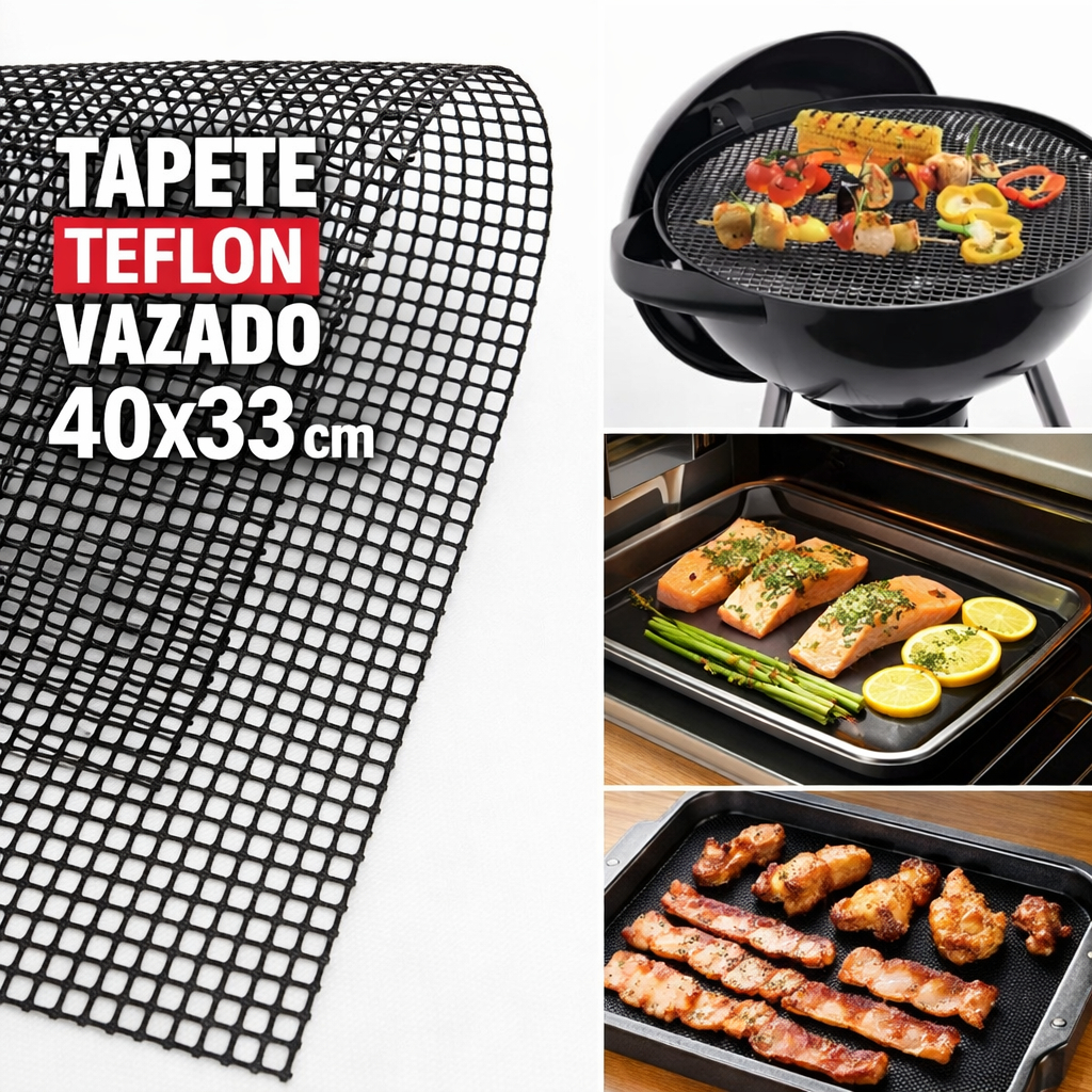 Kit 5 Tapete manta Teflon grill para grelha, forno ideal para assar antiaderente