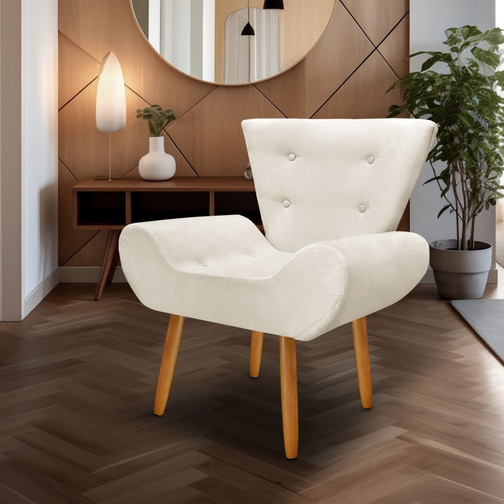 Poltrona Emilia Decorativa Sala Escritorio Tecido Suede