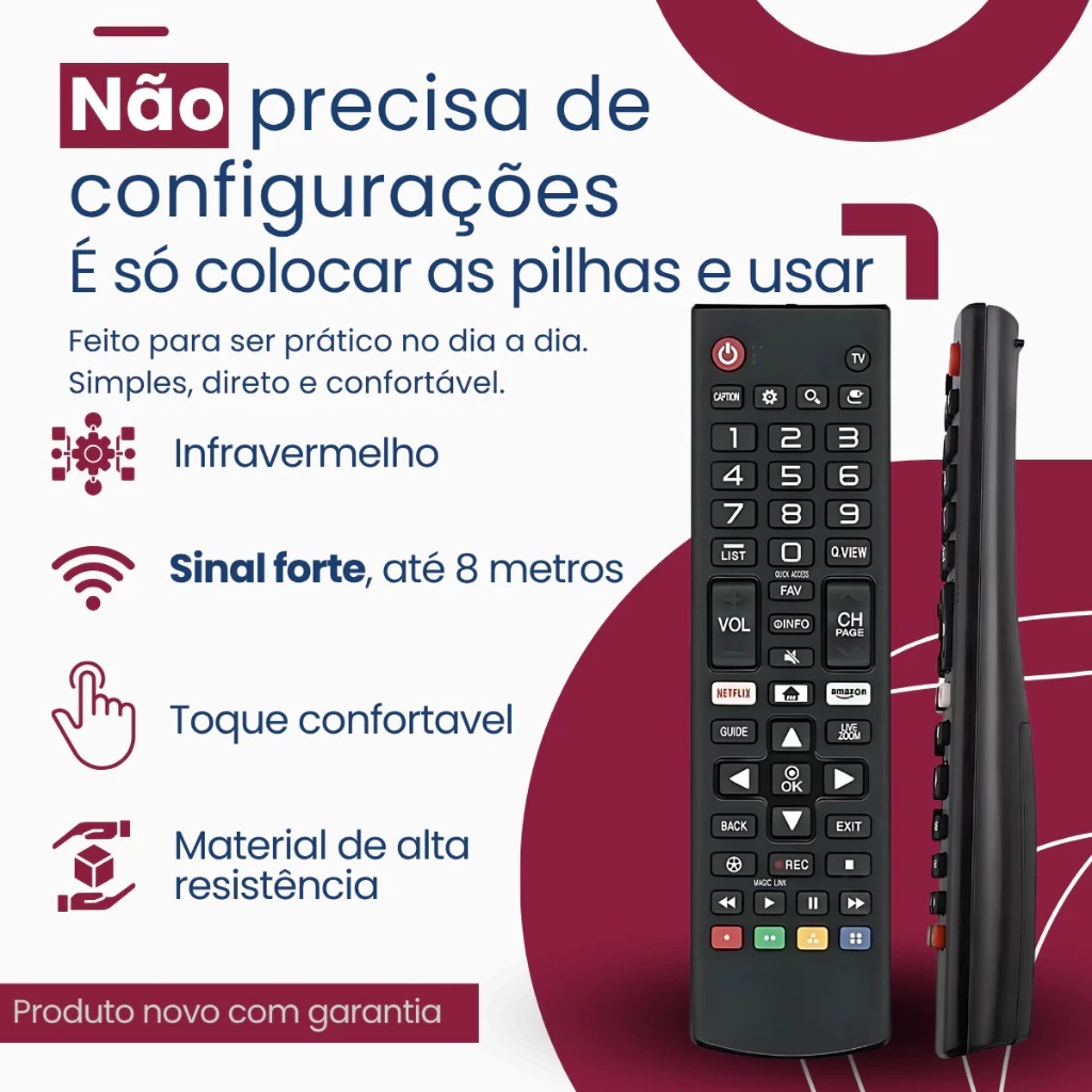 Kit Controle Remoto LG Smart tv Compatível LCD LED HDTV UHD OLED 3D E 4K