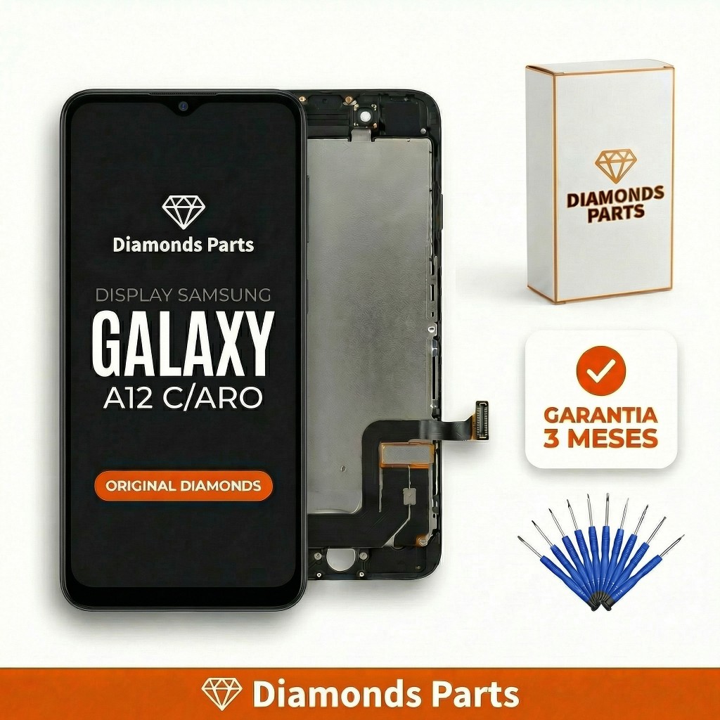 Tela Display Frontal SAMSUNG A12 COM ARO - DIAMONDS ORIGINAL em Oferta na Shopee