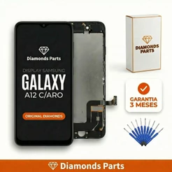 Tela Display Frontal SAMSUNG A12 COM ARO - DIAMONDS ORIGINAL