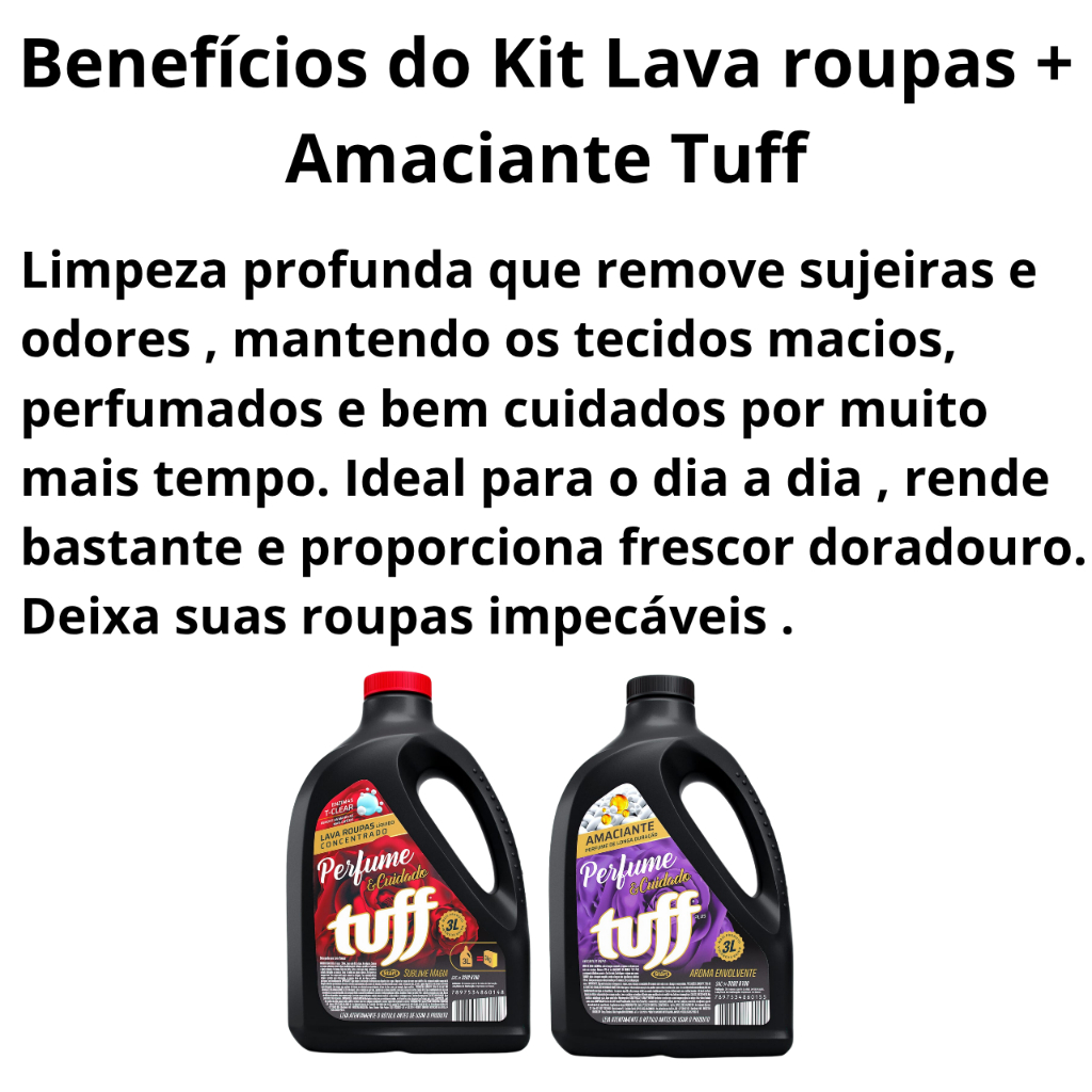 Kit Lava roupas Tuff Concentrado 3 Litros Sublime Magia+Amaciante Tuff Concentrado Aroma Envolvente — imagem 2 de 2