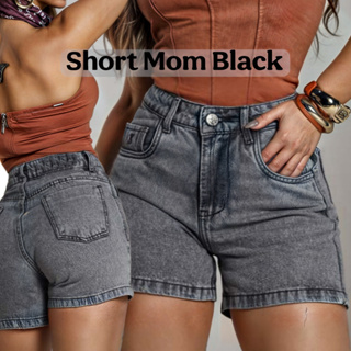 Short Mom Jeans Feminino Marmorizado Alta Qualidade em Oferta na Shopee