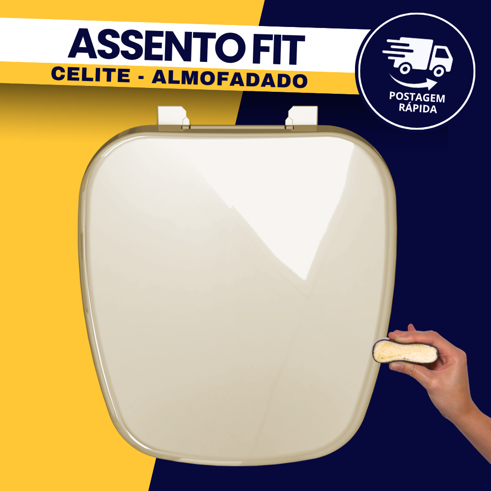 Tampa Assento Para Vaso Sanitário Almofadado Bege Luxo Fit Celite Durín