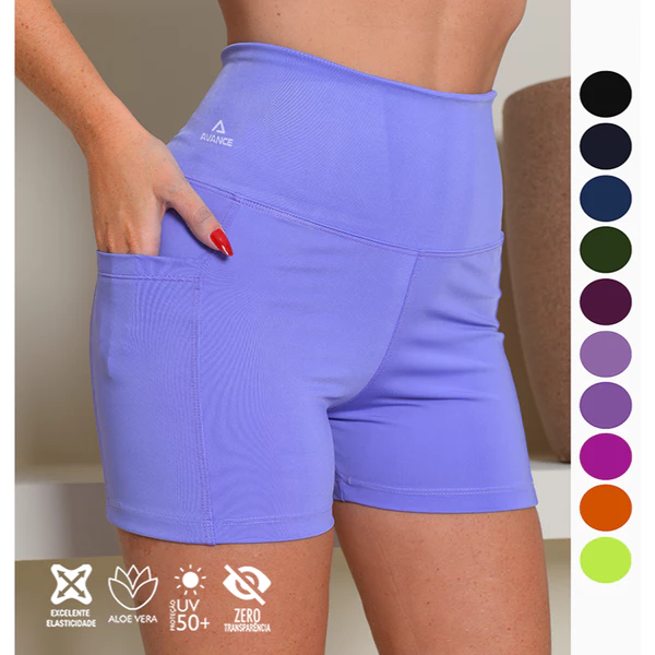 SHORT POLIAMIDA COM BOLSO ZERO TRANSPARENCIA REF: 025