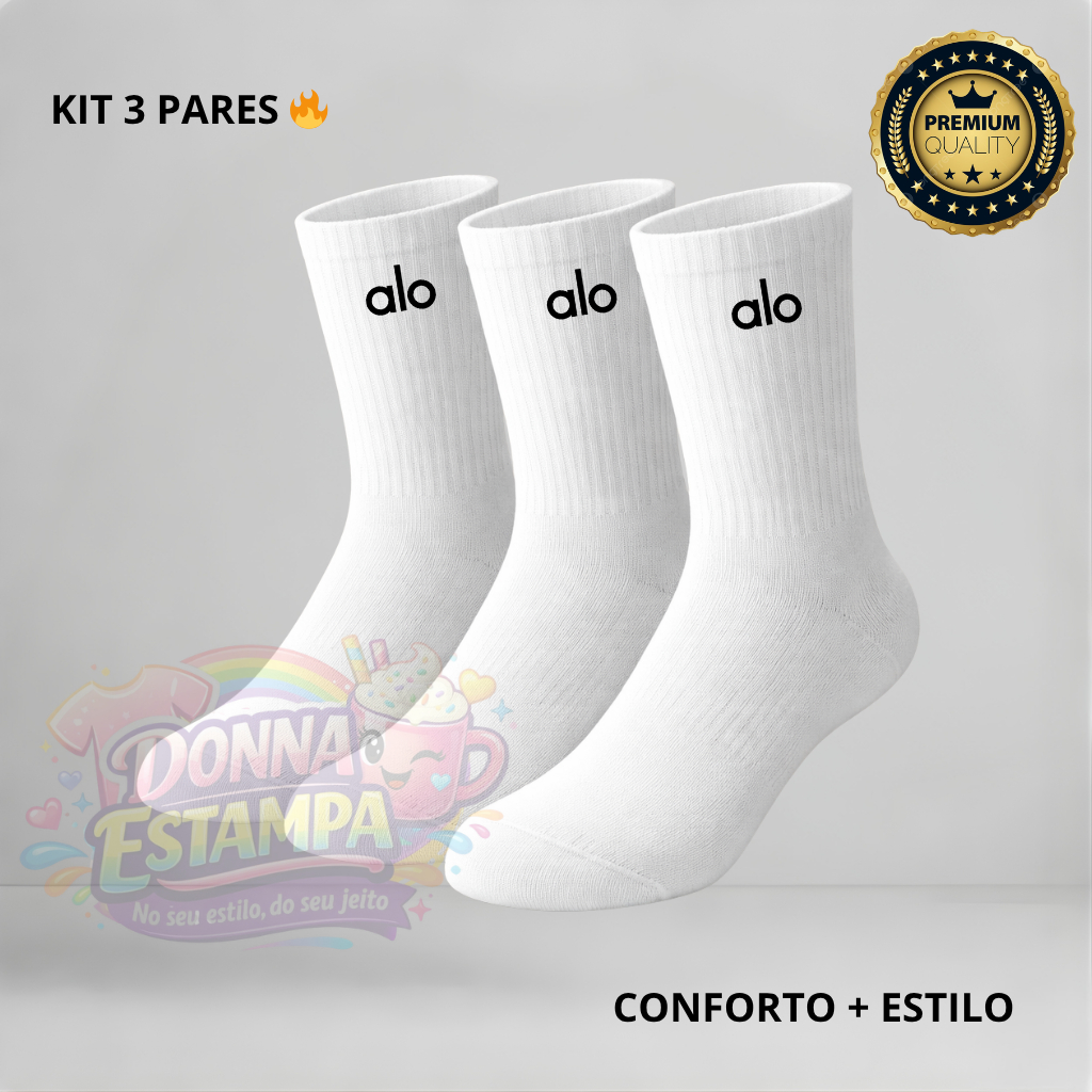 Kit 3 Meias Esportiva Feminina Academia Confortável Algodão 34 ao 40 em Oferta na Shopee