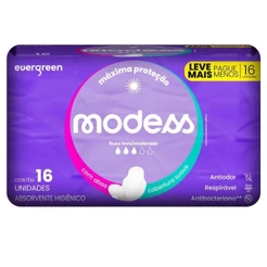 Absorvente Íntimo Suave Com Abas Modess 16un Evergreen