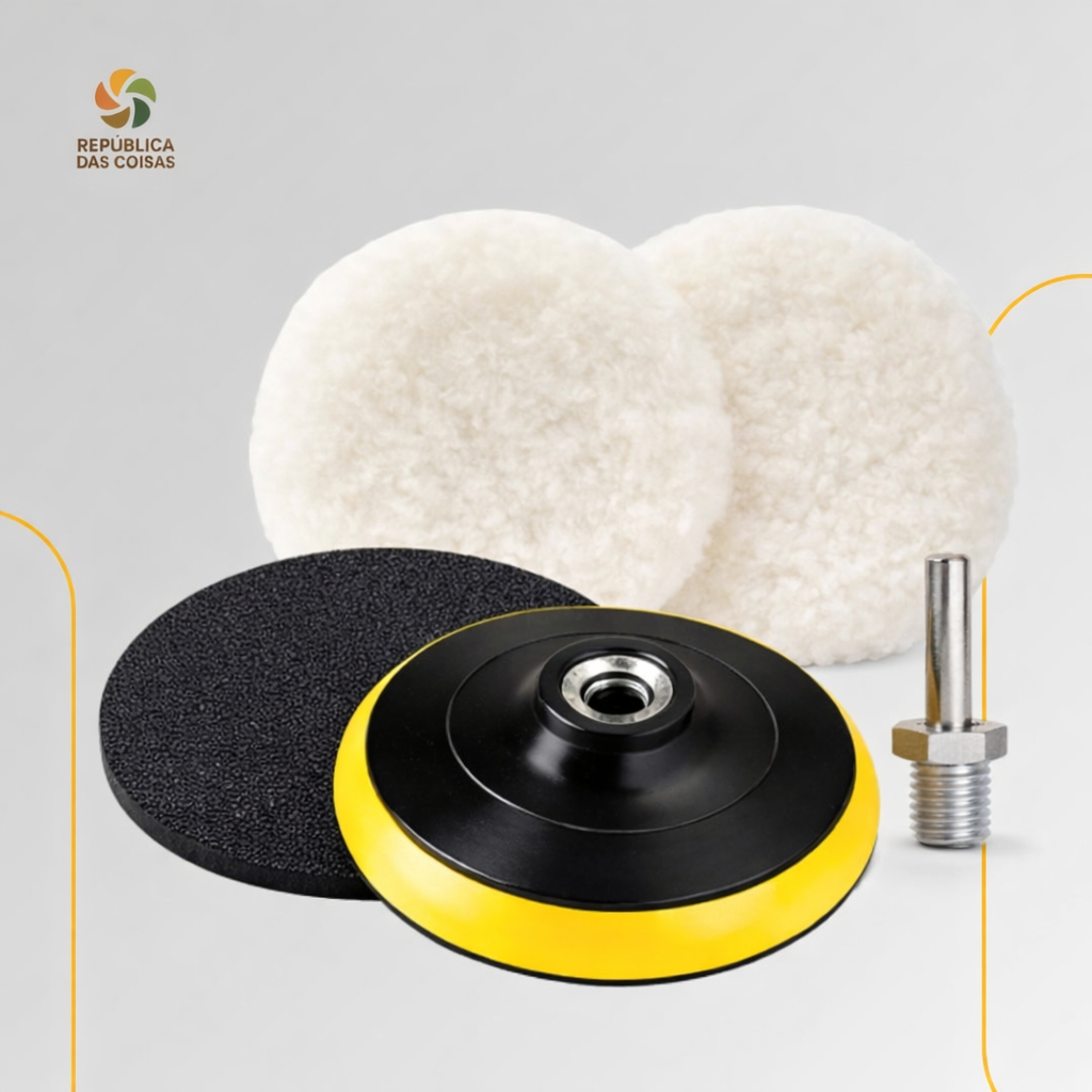 Kit Boina de Lã Polimento Automotivo 125mm 5 Pol Velcro Politriz Furadeira Parafusadeira em Oferta na Shopee