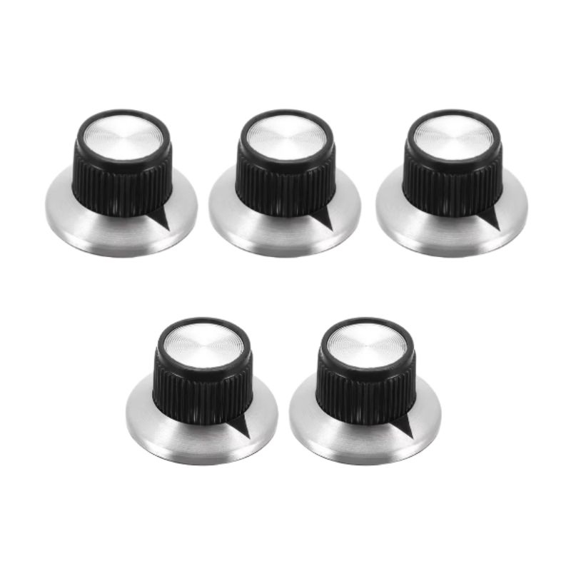 Knob Contra baixo Guitarra Les Paul Prs Controle Preto/Prata Kit 5 Un