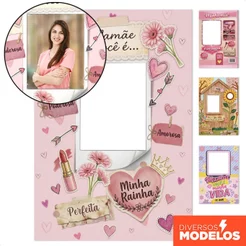 Painel Retangular Decoração Dia das Mães Interativo Vazado Lateral Sublimado Em Tecido 1,50x2,20m