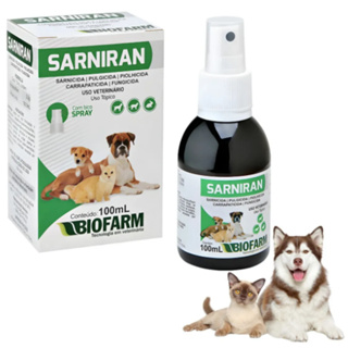 Sarniran Spray 100ml Animais Grande Porte Sarnicida Piolhicida Carrapaticida Fungicida BIOFARM em Oferta na Shopee