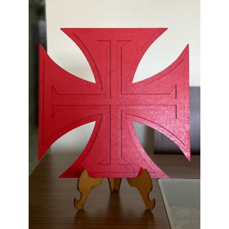 Escudo - Placa decorativa em alto relevo Cruz de Malta Vasco da Gama Quadro MDF BMK ART'S