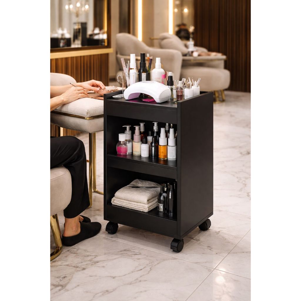 Mesa Carrinho Auxiliar Estética Manicure 3 Prateleiras Organizador Multifuncional - S&S Home Decor