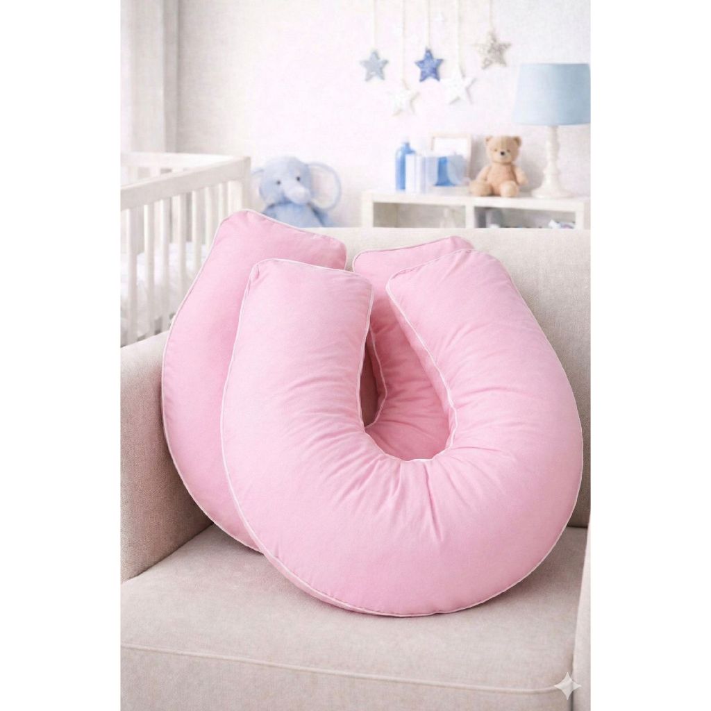 Almofada de Amamentação Grande Estampada, Lisa e com Babado  formato U apoio Enxoval de Bebe Amamentar