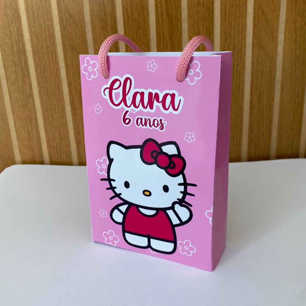 Kit Sacolinha 10|15|20 Personalizada Hello Kitty Festa 10x15cm | Lembrancinha, Embalagem, Kit Presente com Alça