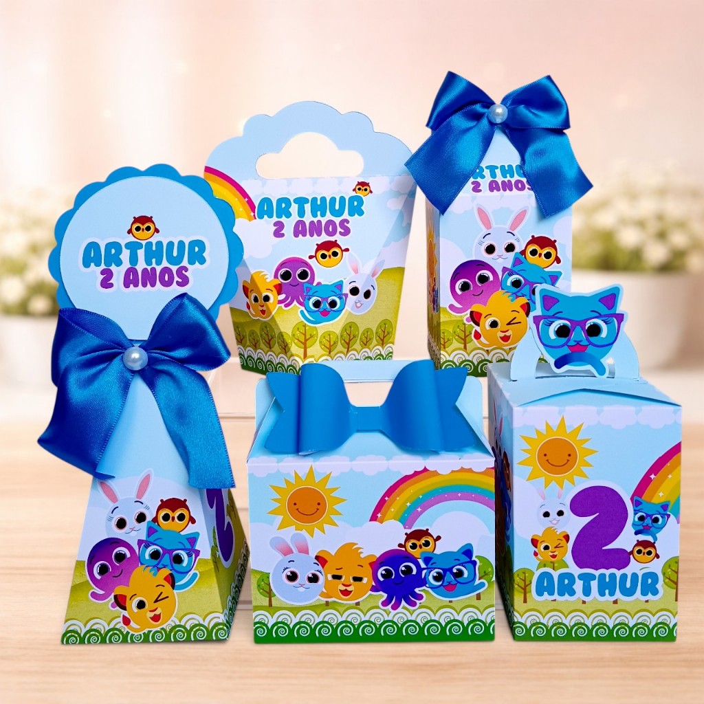 Kit Festa Bolofofos Menino - Caixinhas personalizadas Lembrancinhas para Aniversário