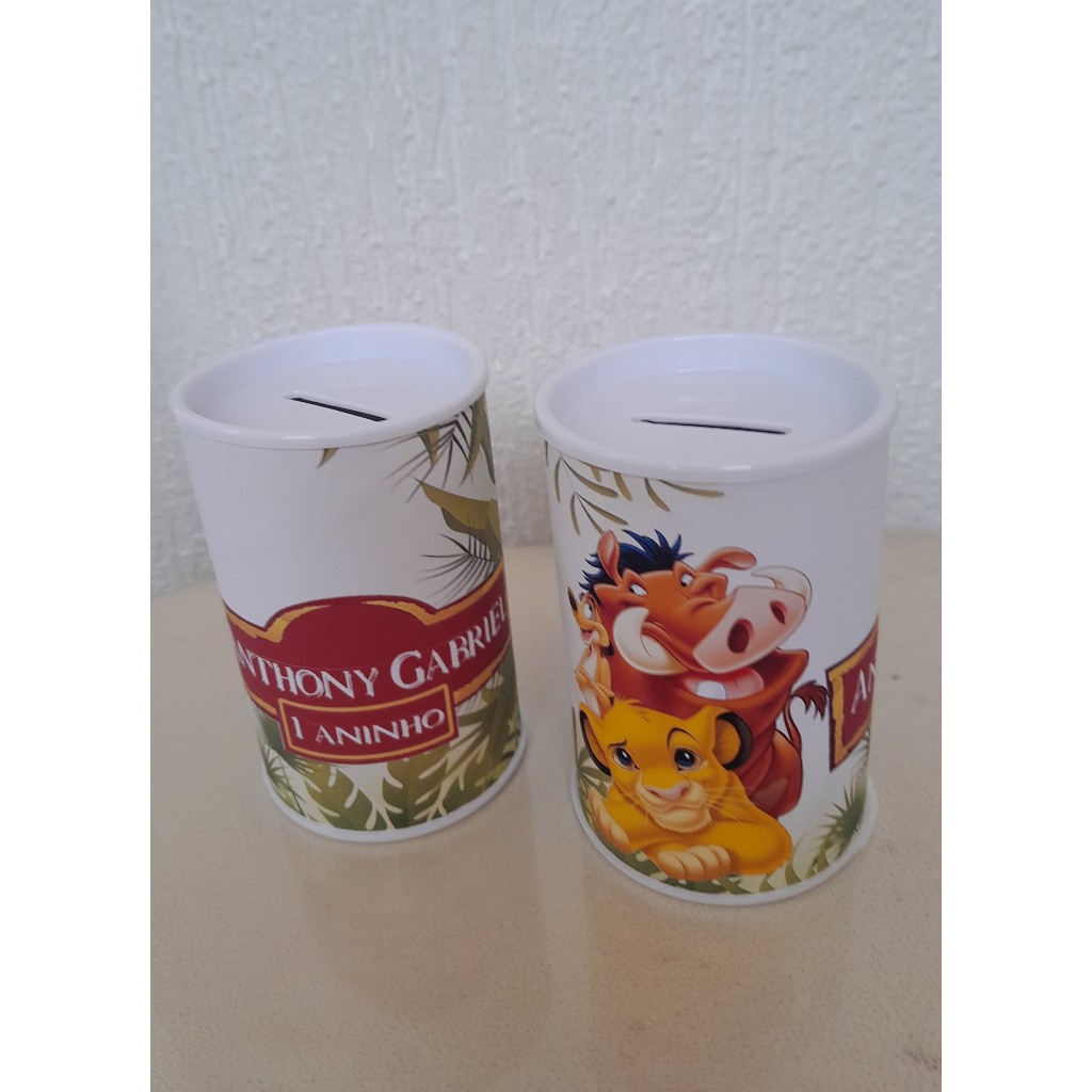 Cofrinho Personalizado +laço + embalagem l REI LEÃO |  Lembrancinha Festa Infantil | FAZEMOS TODOS OS TEMAS
