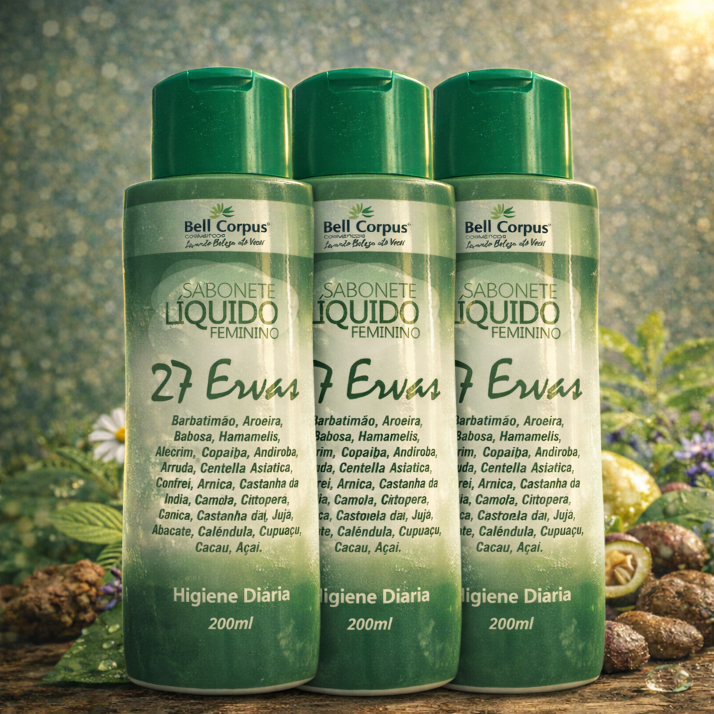Sabonete Íntimo Feminino 27 Ervas 200ml 1-3 unidades Bell Corpus Higiene Suave Refrescante Diário