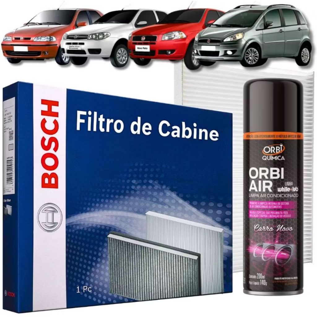 Filtro Ar Condicionado + Higienizador Palio Strada Siena Idea Palio Wekeend Fiat Fire 2000 A 2020