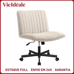 Cadeira de Escritório Ergonômica Confortável com Rodas Giratória - Estofado Acolchoado Grosso, Altura Ajustável