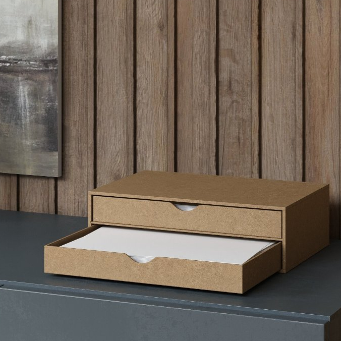 Gaveteiro Organizador Suporte Para Monitor Porta Folhas A4 Mdf Cru Notebook Computador Home Office