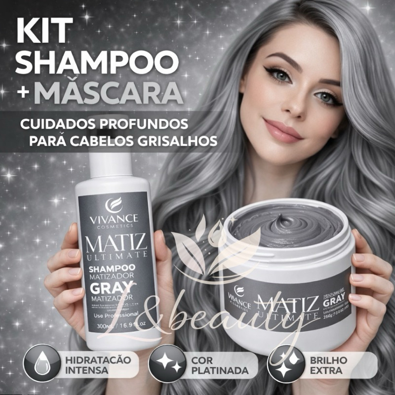 Kit Máscara E Shampoo Tonalizante Grisalhos Vivance Sem Amônia
