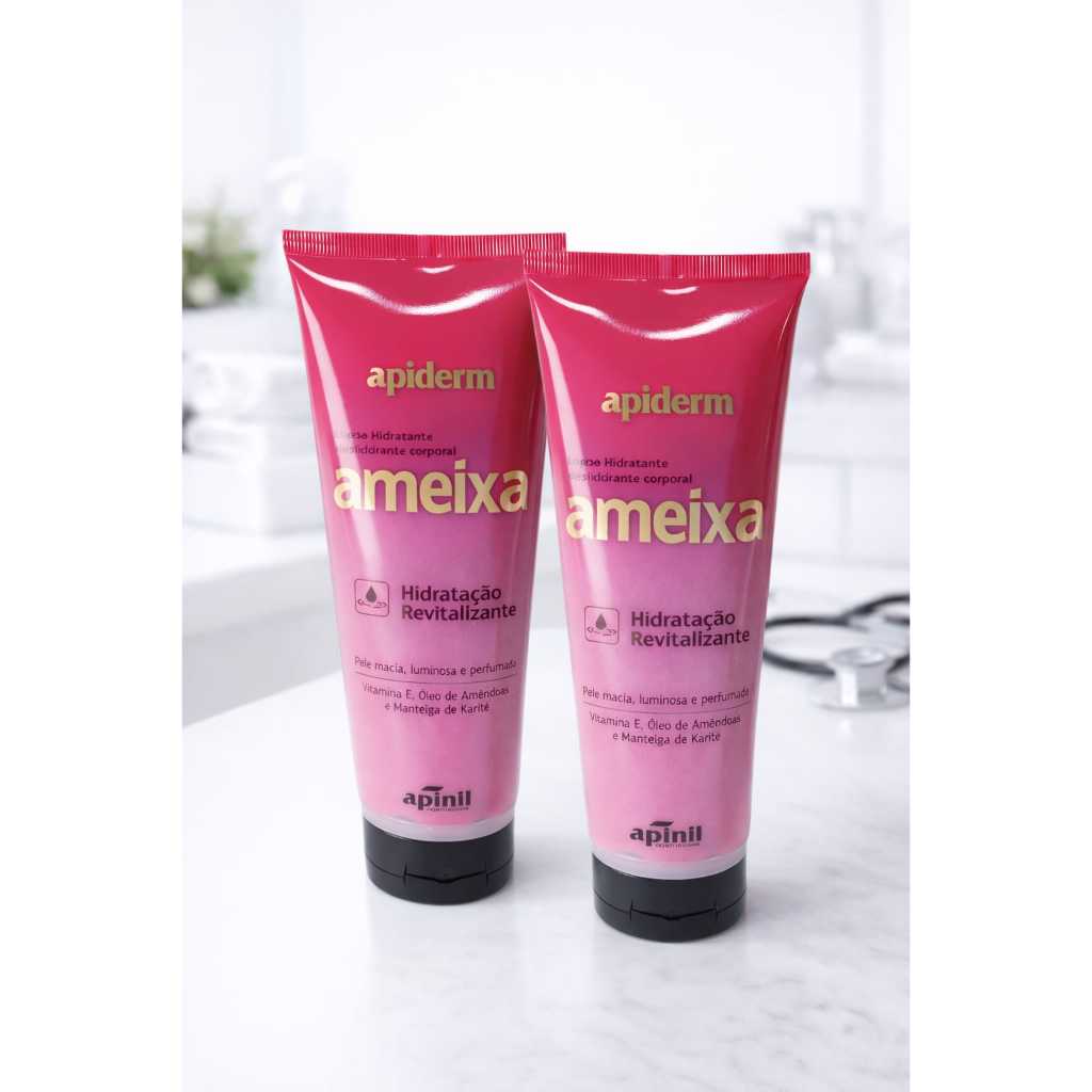 Kit com 2 Loção Hidratante Corporal Ameixa Creme de Pele Macia Apiderm 190g com Vitamina E e Karité