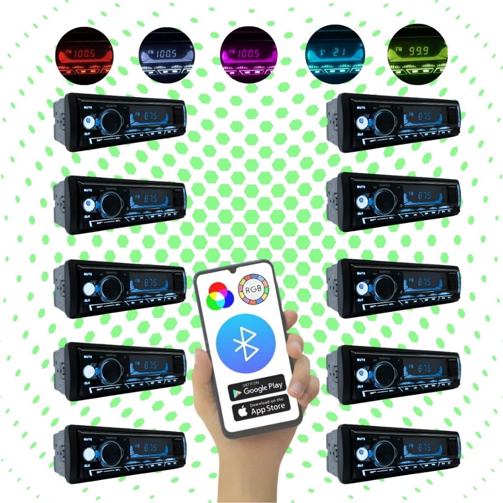 Kit Com 10 Radios Som Automotivo Com Bluetooth Eurus Eu09922 Lcd Usb Sd Fm 4 Canais 50w