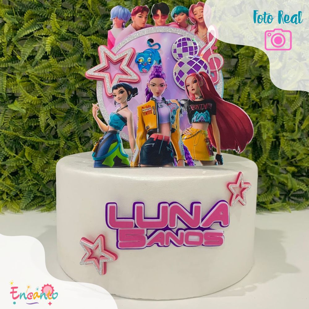 Huntrix/ Guerreiras do K-POP - Topo de Bolo Personalizado com Nome e Idade 3D. em Oferta na Shopee