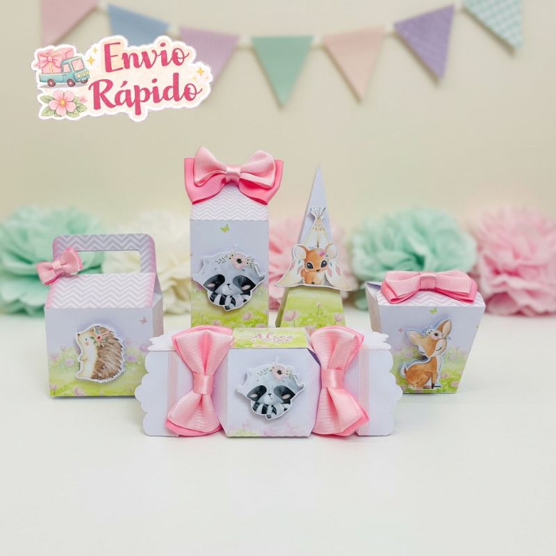 Kit Caixas Bosque Encantado Menina - Lembrancinha Personalizada Aniversário Infantil